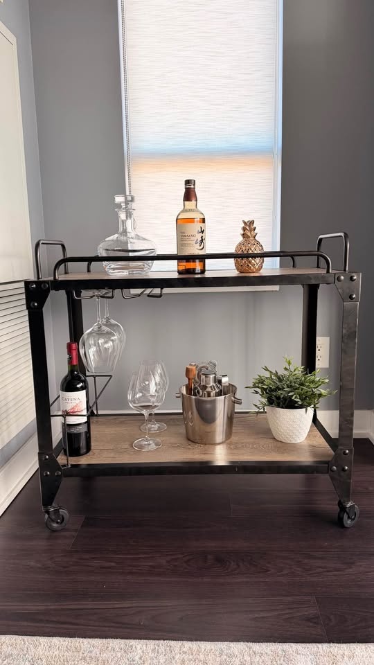 Industrial Bar Cart + Mixology Set + Wine Glasses - photo 2