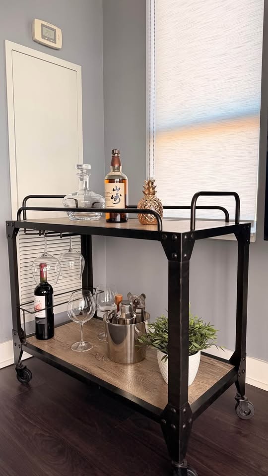 Industrial Bar Cart + Mixology Set + Wine Glasses - photo 3