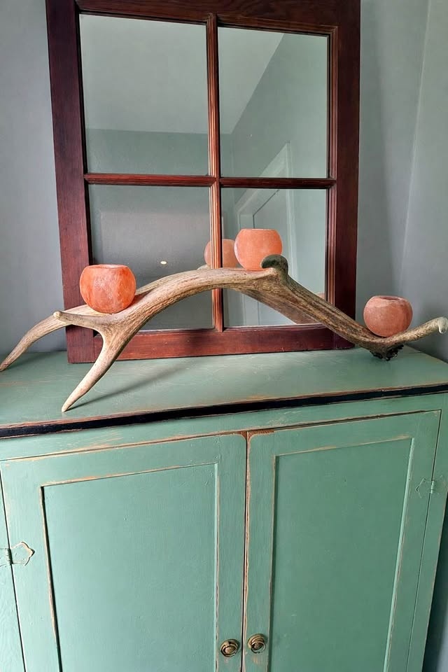 One-of-a-Kind Real Antler Centerpiece w/ Himalayan Salt Tealight