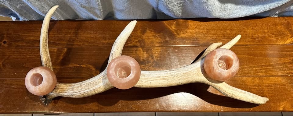 One-of-a-Kind Real Antler Centerpiece w/ Himalayan Salt Tealight - photo 3