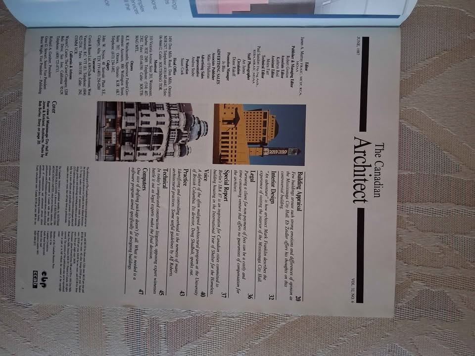 Vintage June 1987 The Canadian Architect Magazine - photo 2