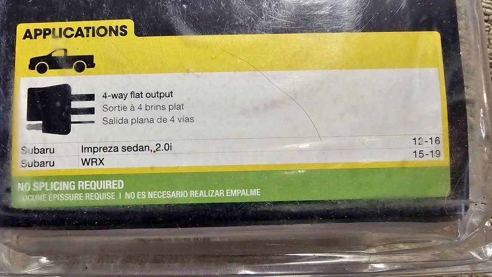 Subaru WRX/Impreza Trailer Wiring Harness PNP Fits 2012-2