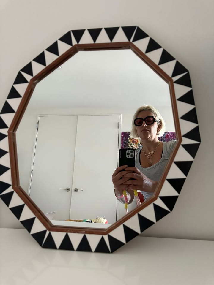 Geometric Accent Wall Mirror – Bold Black and White Frame