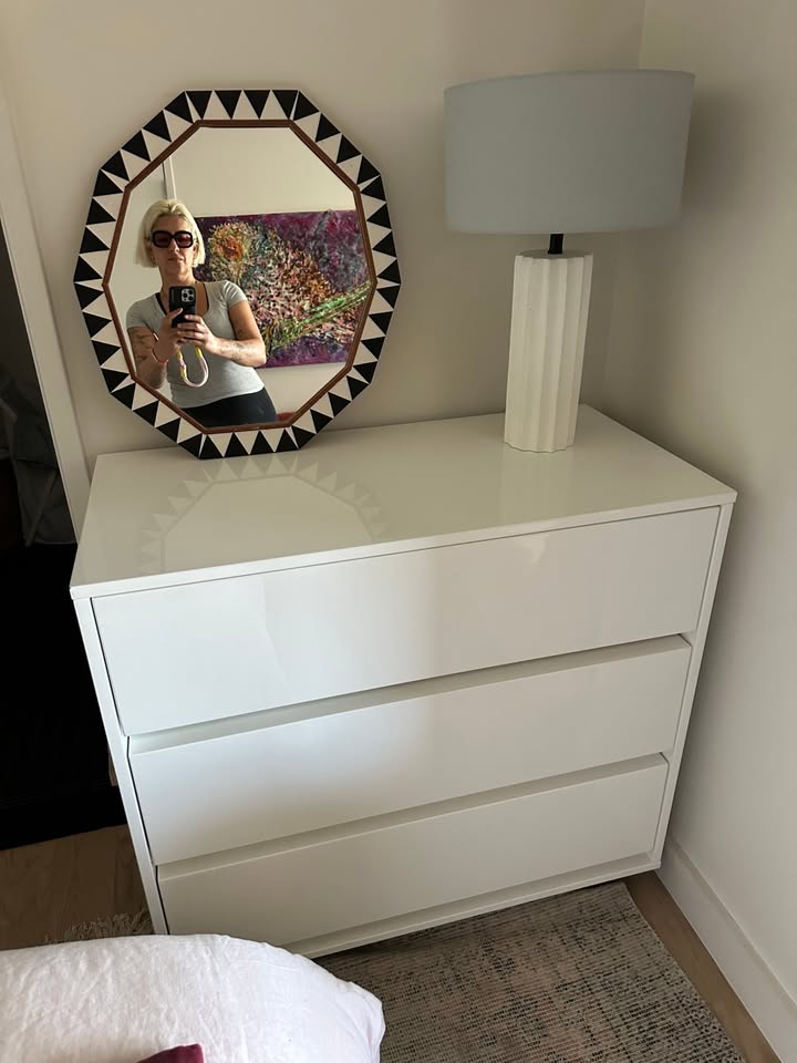 Geometric Accent Wall Mirror – Bold Black and White Frame - photo 2