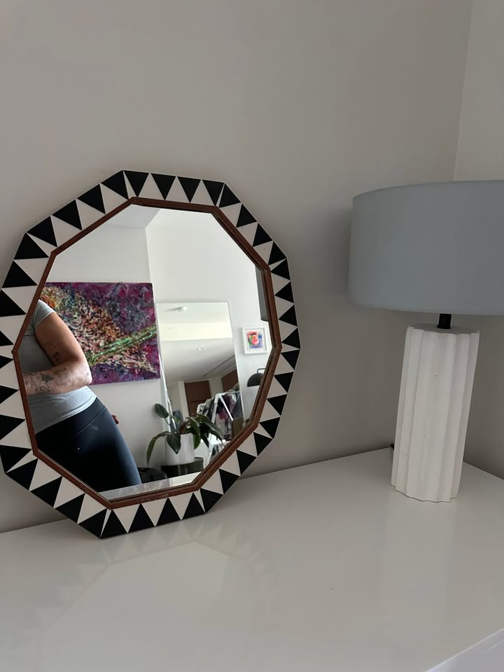 Geometric Accent Wall Mirror – Bold Black and White Frame - photo 3