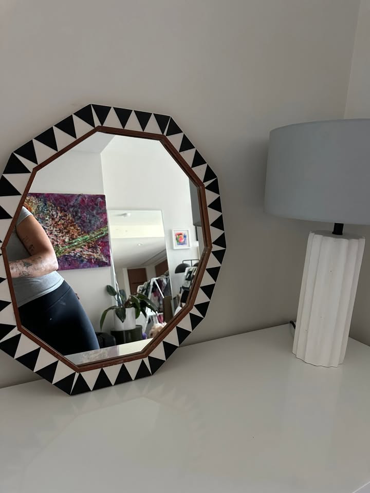 Geometric Accent Wall Mirror – Bold Black and White Frame - photo 4