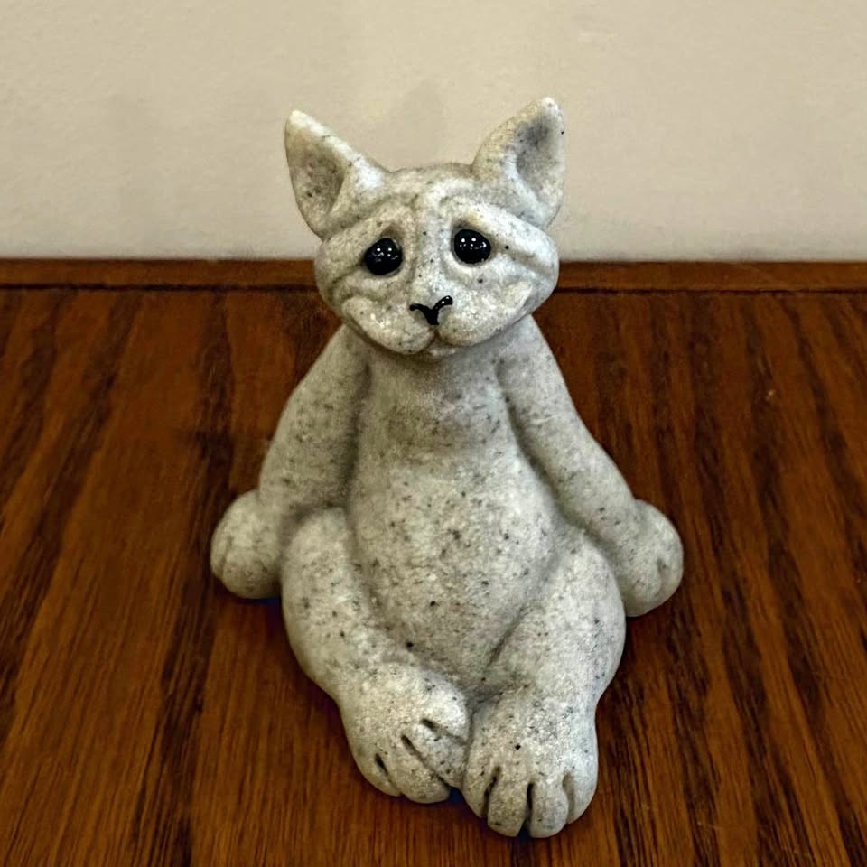 Quarry Critters "Carl" Cat Figurine - Funny Chubby Cat Statue