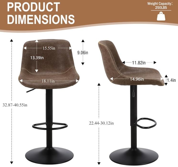 2 Brown Bar Stools - photo 3