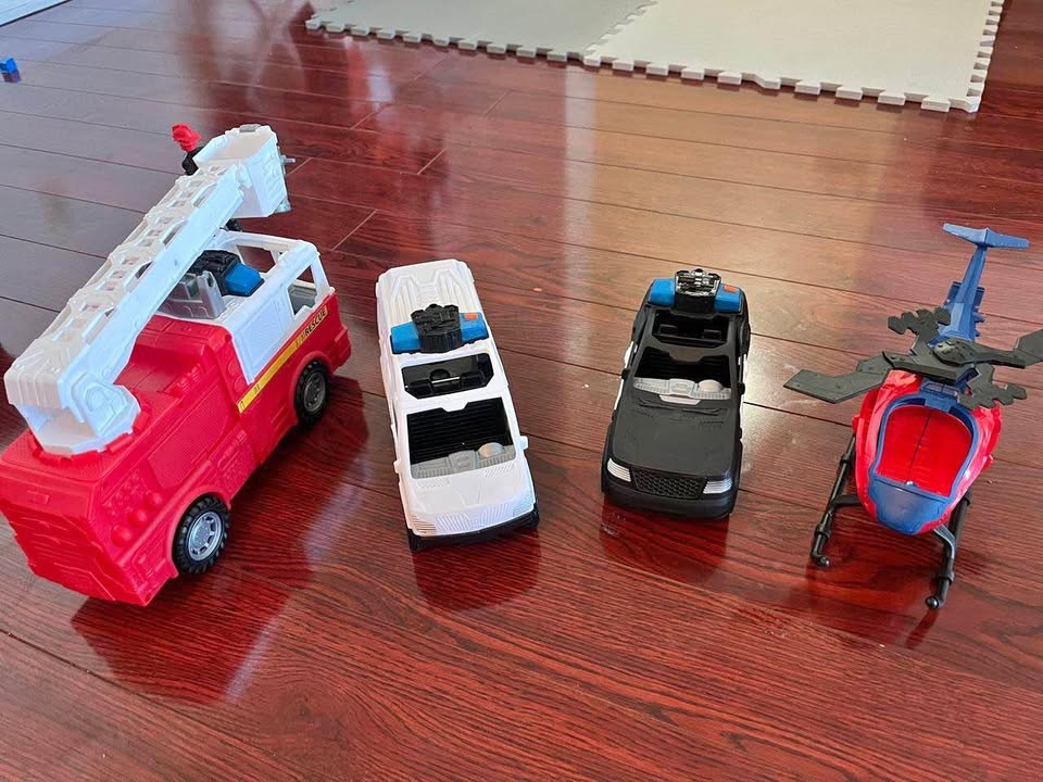 Rescue Vehicle Toy Set Fire Truck Police Car Helicopter
