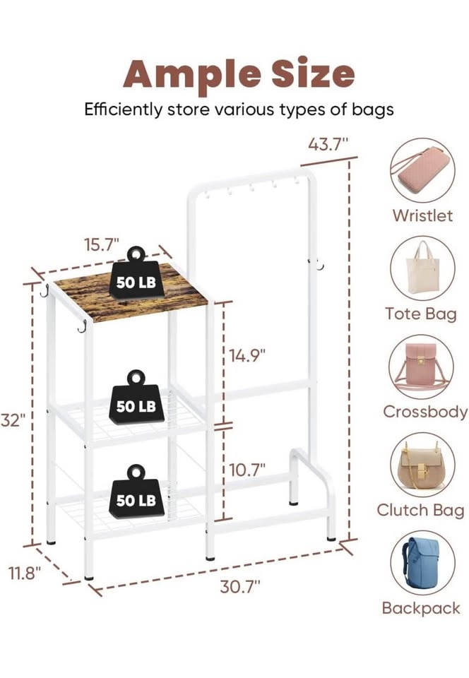 (New) Floor-Standing 3-Tier Purse Organizer - photo 2