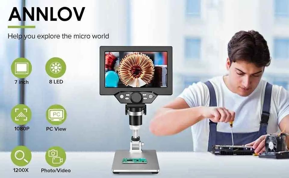 TOMLOV Digital Microscope with 7" LCD Screen