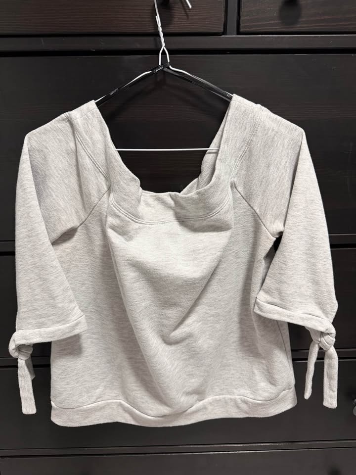 Forever 21 Light Grey Off-Shoulder Top with Tie Sleeves - Size M - photo 3