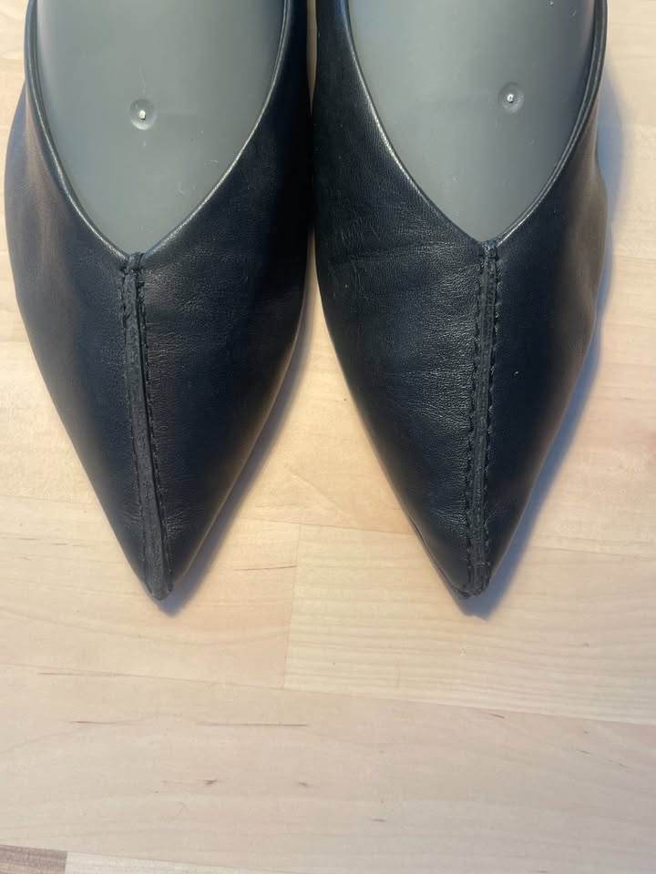 Zara Black Leather Pointy Ballet Flats - US 6-6.5 - photo 5