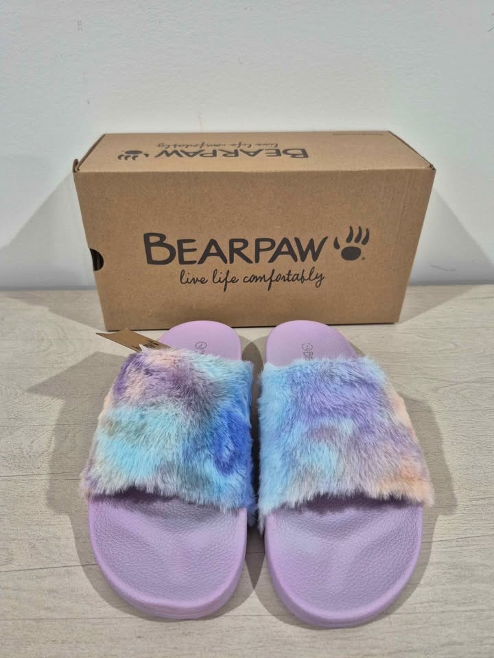 Tie-Dye Bearpaw Lucinda Faux Fur Slide Sandals – Women’s Size 7