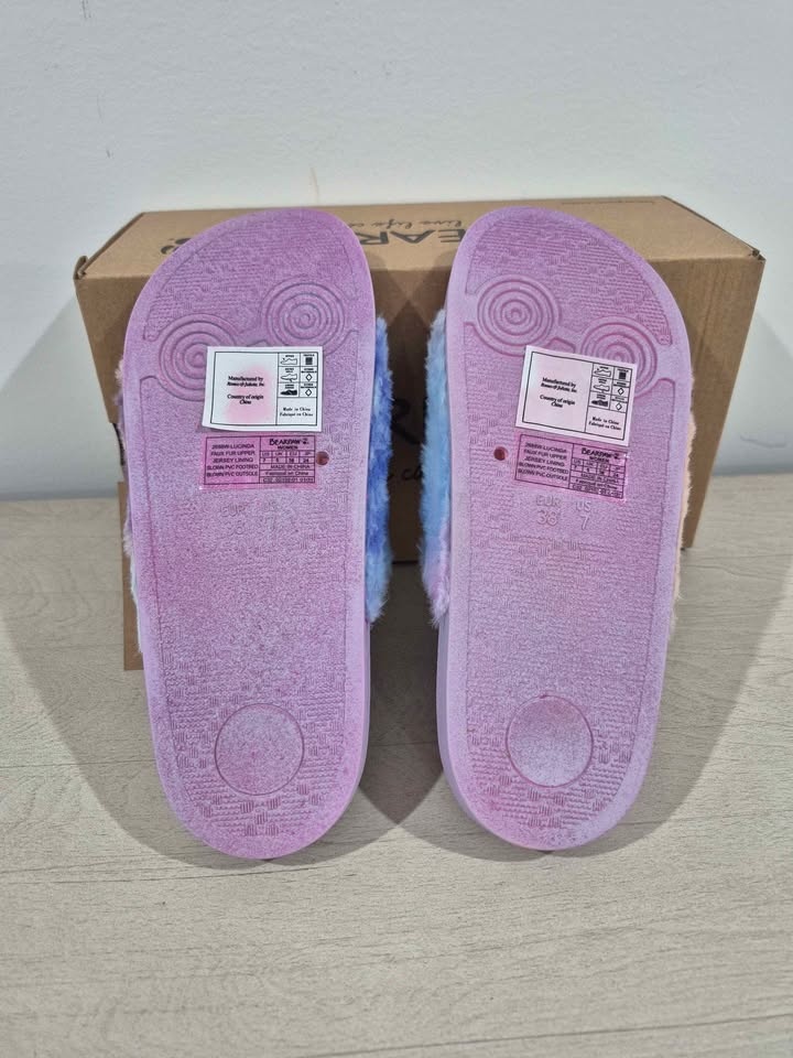Tie-Dye Bearpaw Lucinda Faux Fur Slide Sandals – Women’s Size 7 - photo 5