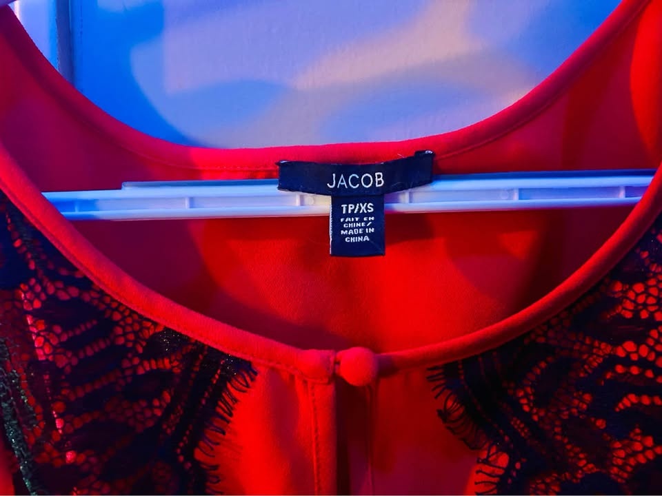 Jacob dress - red with black lace xs - photo 2
