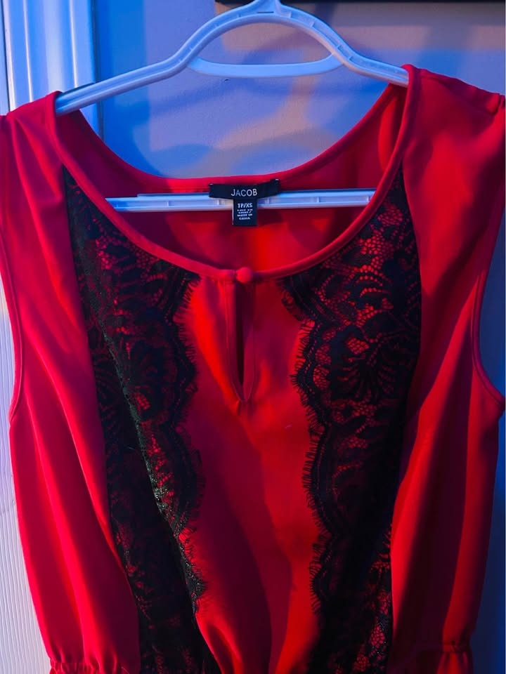 Jacob dress - red with black lace xs - photo 3