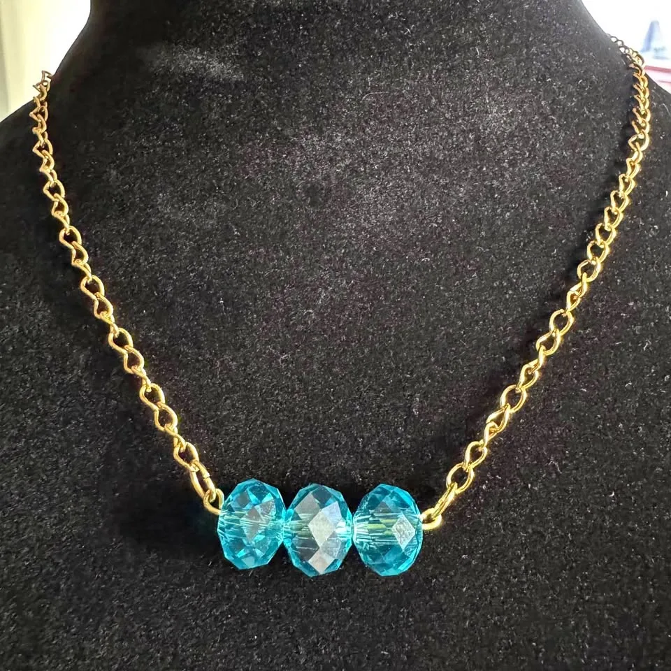 Crystal Bar Pendant Gold Necklace thumbnail