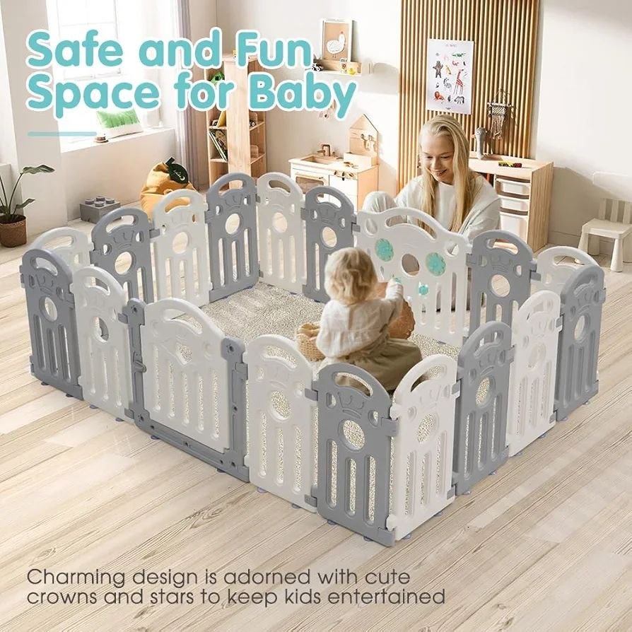 NEW PlayPals Baby Playpen – 16 Panels Lock Door