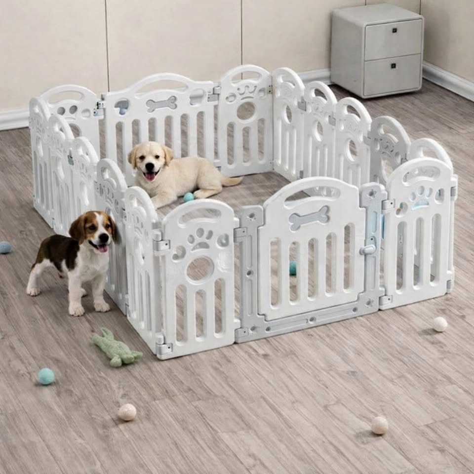 New PlayPals Pet Playpen 16 Panels, Lock Door Puppy/Dog/Rabbit Y