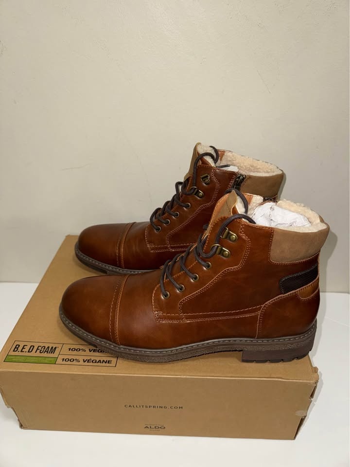 Men Call It Spring Brown Vegan Faux Fur Lined Boots size 12 US - photo 2