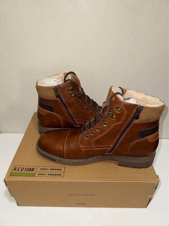 Men Call It Spring Brown Vegan Faux Fur Lined Boots size 12 US - photo 3