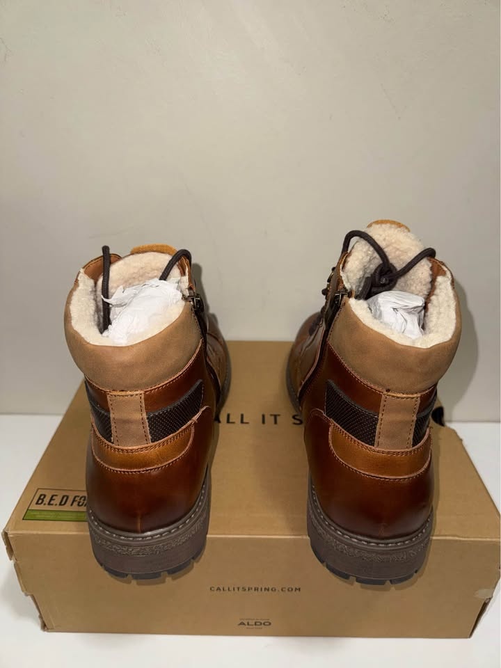 Men Call It Spring Brown Vegan Faux Fur Lined Boots size 12 US - photo 4