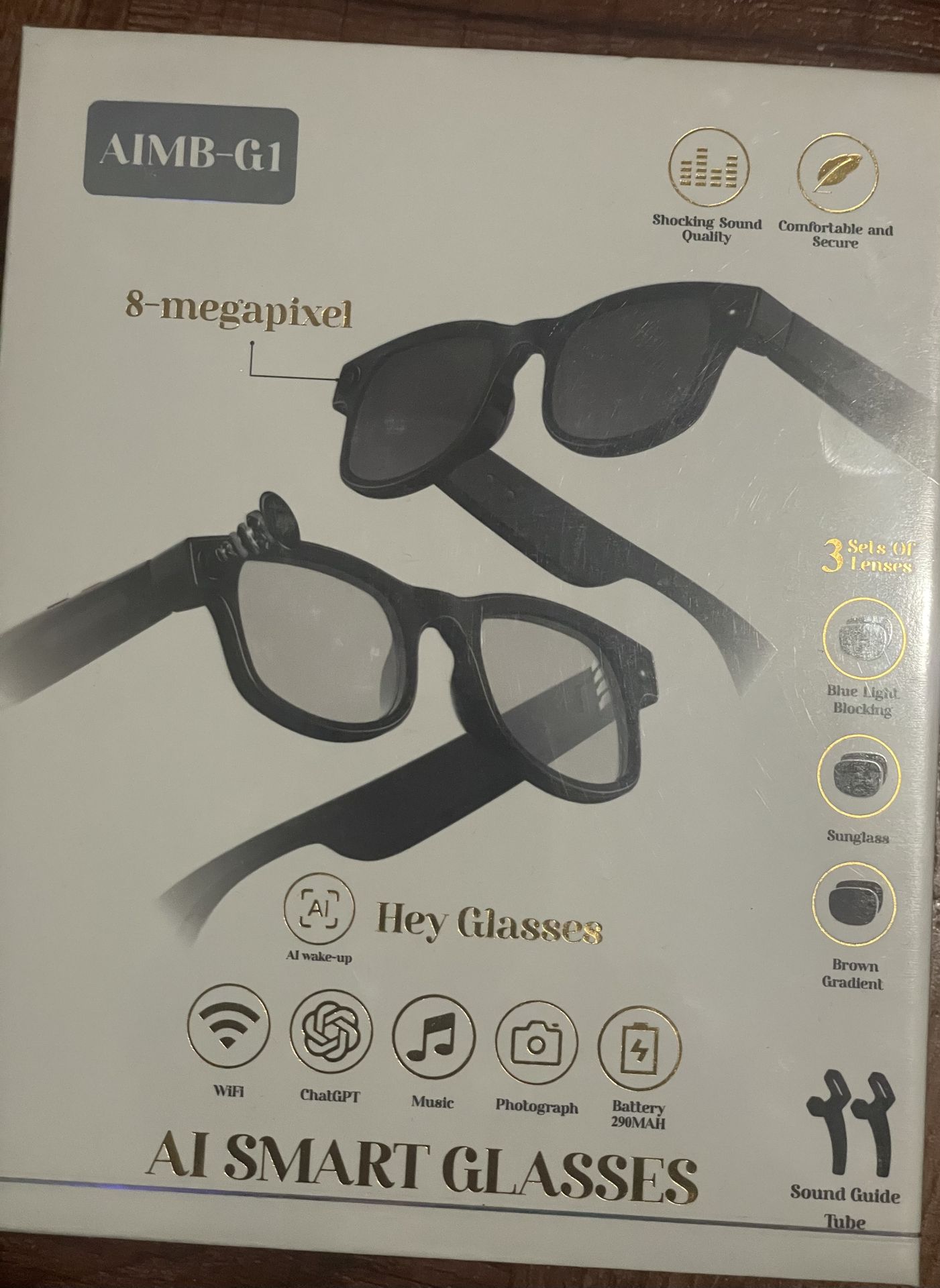 AI Smart Glasses AIMB-G1 with 8MP Camera, WiFi, ChatGPT