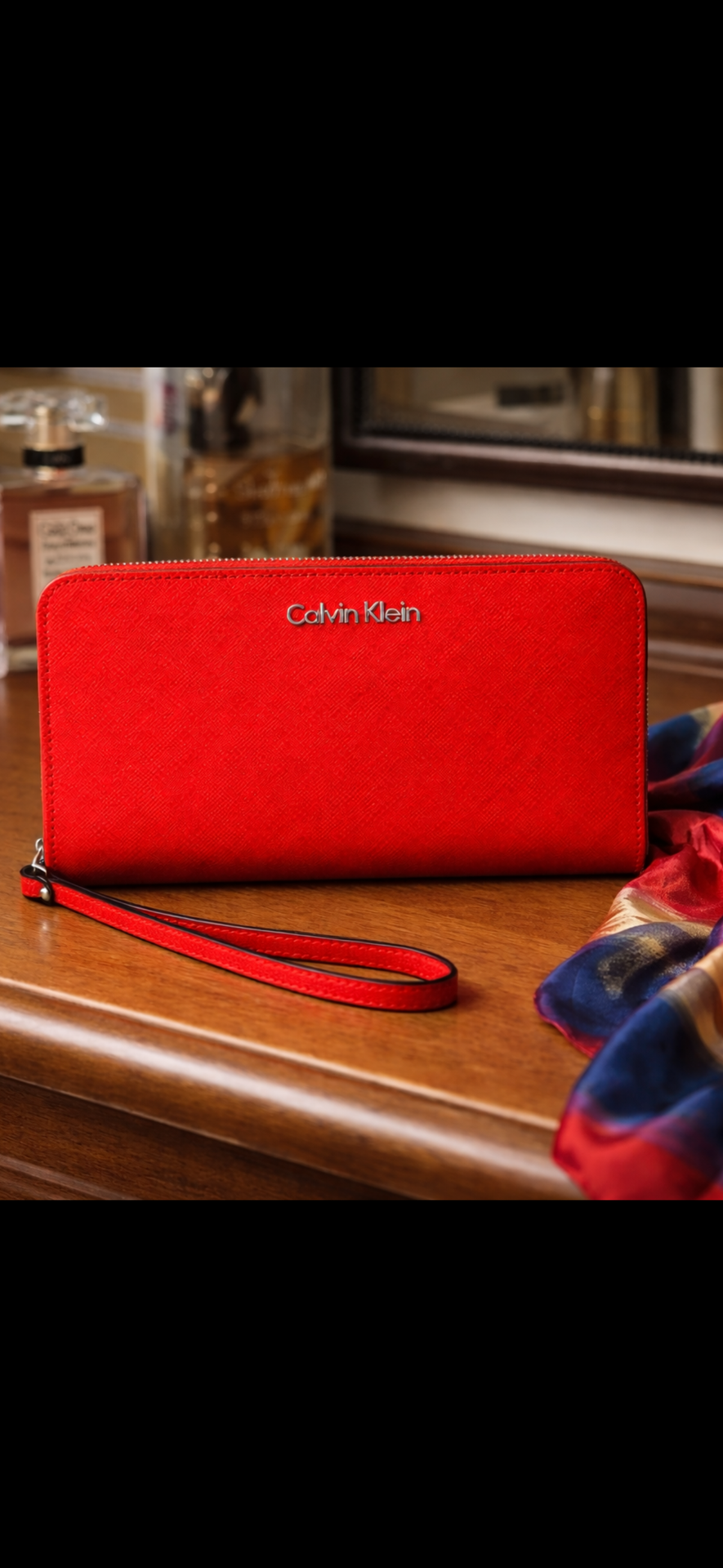 Calvin Klein Red Saffiano Leather Wristlet Wallet | New w/o Tags - photo 5