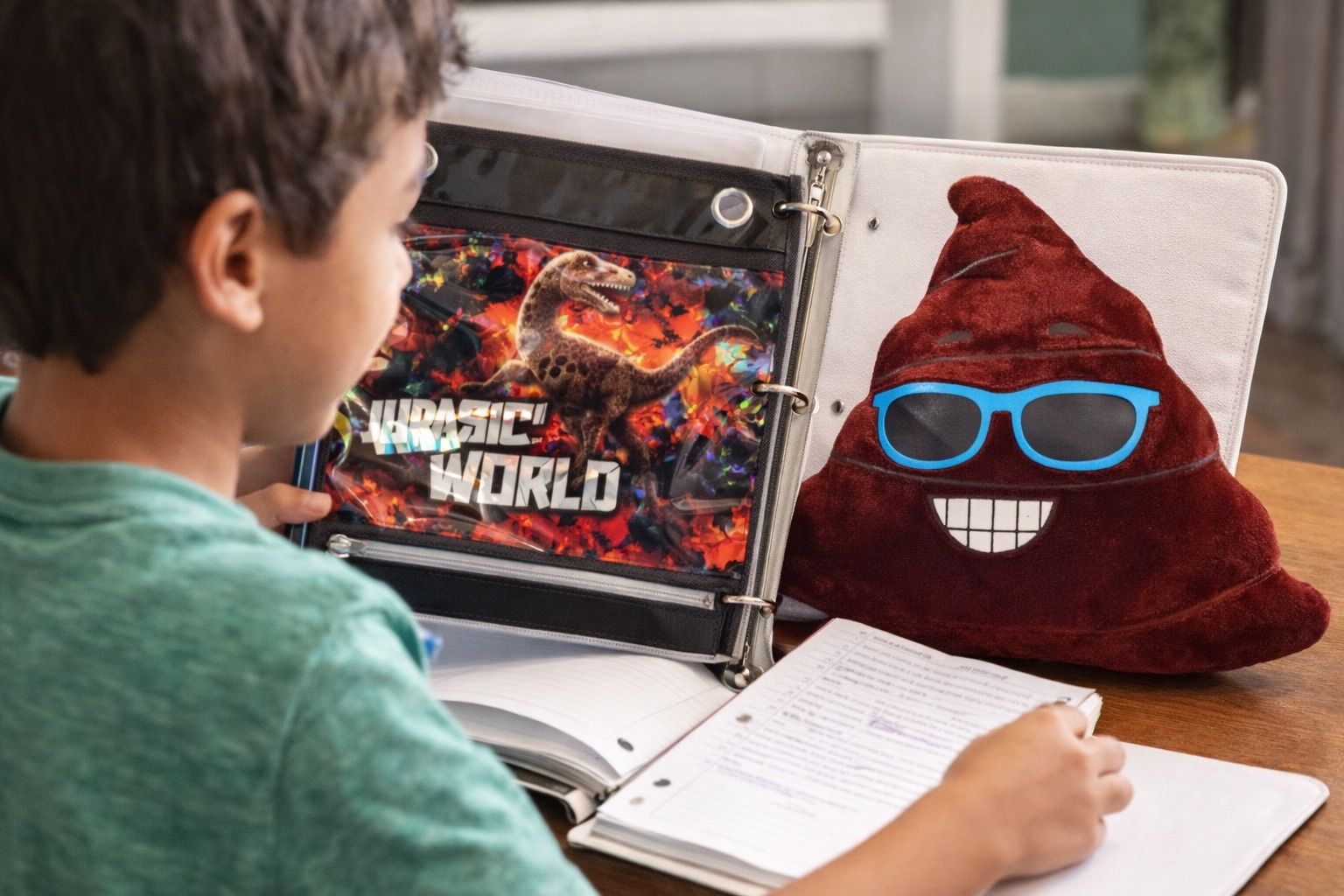 Jurassic World Pencil Pouch + Poop Emoji Plush Bundle