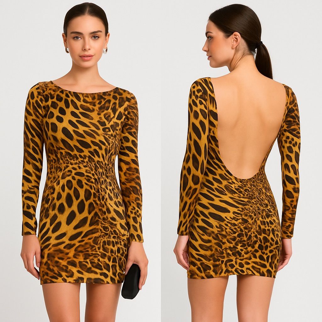 Fashion Junkie Leopard Dress - Open Back (Size S)