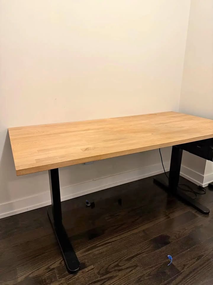 PrimeCables Standing Desk + IKEA GERTON Solid Wood Top