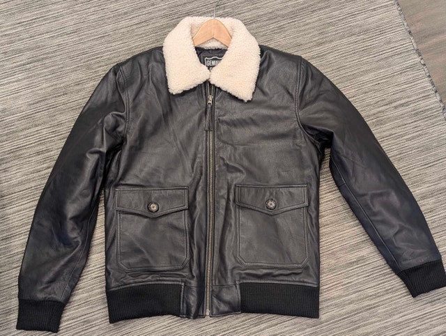 Black Genuine Leather Jacket - Size Large