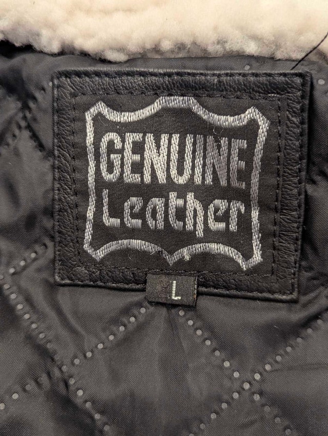 Black Genuine Leather Jacket - Size Large - photo 4