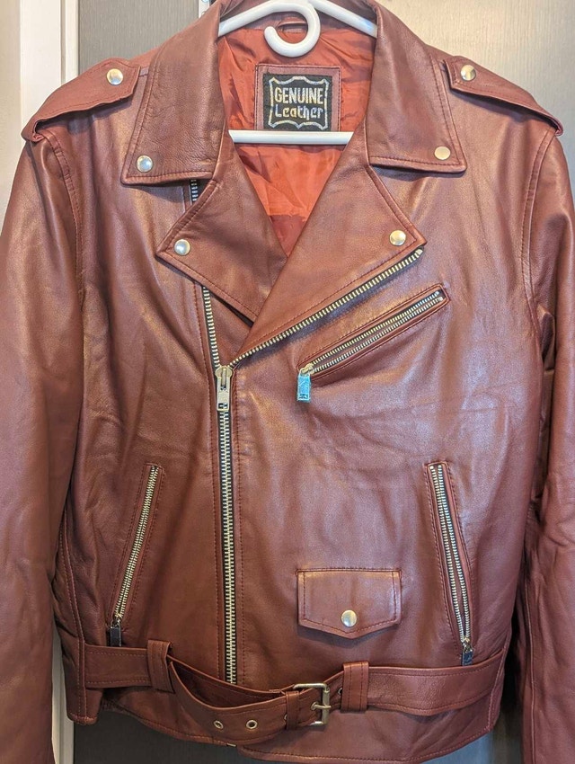 Genuine Leather Jacket - Vintage Brown/Burgundy - XL