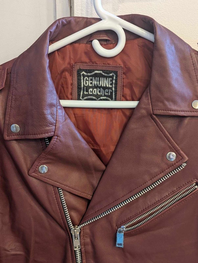 Genuine Leather Jacket - Vintage Brown/Burgundy - XL - photo 2