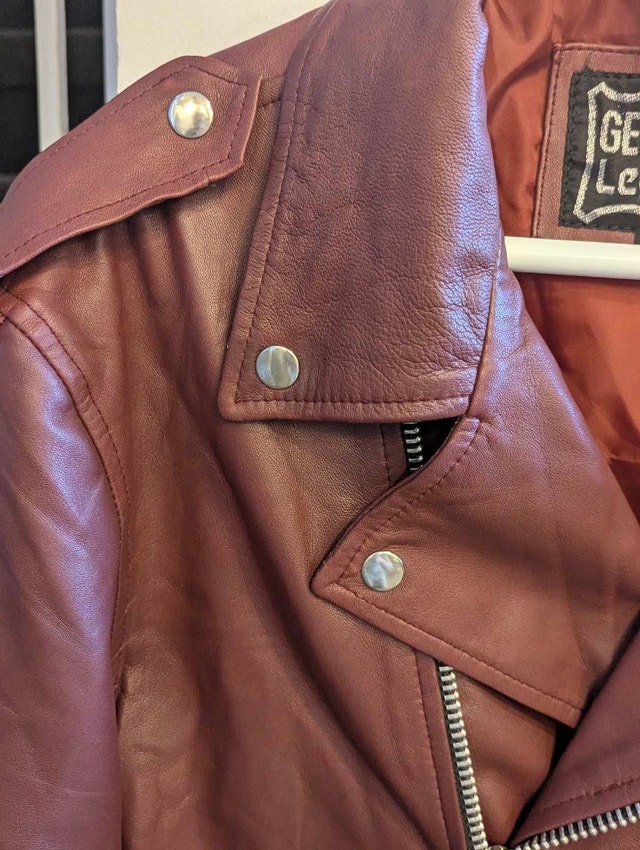 Genuine Leather Jacket - Vintage Brown/Burgundy - XL - photo 3