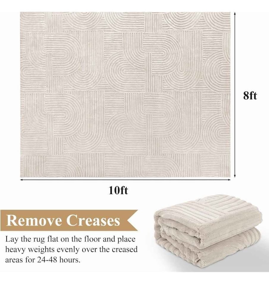 8x10ft Beige Area Rug for Living Room - photo 5
