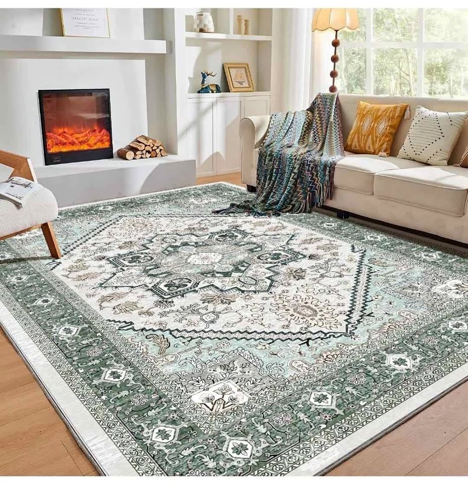Soft 10x14 Area Rugs, Washable Faux Cashmere Carpet