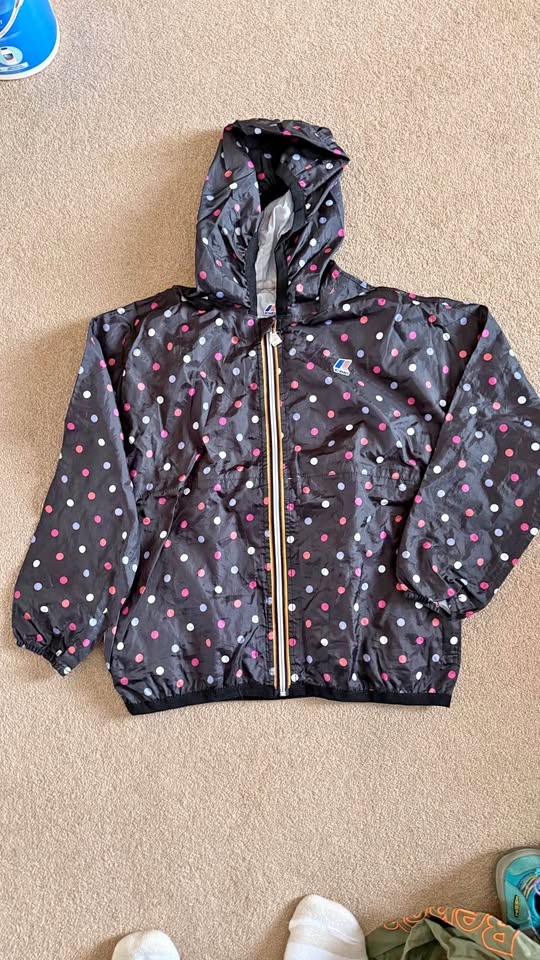K-Way Polka Dot Jacket & Pink Rain Pants Set 8Y