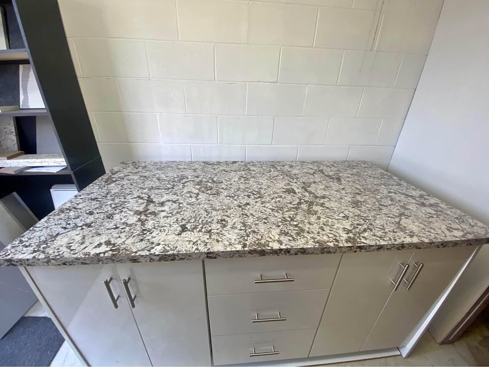 Kitchen island with countertop 66" x 36" white high gloss