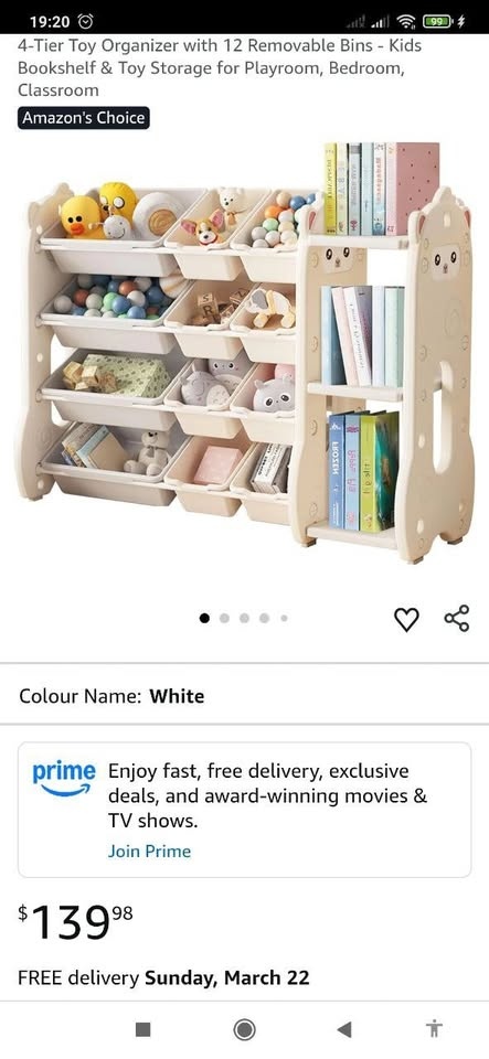 New Kids Toy Organizer with Shelf - 7 Bins & Bookshelf - photo 3