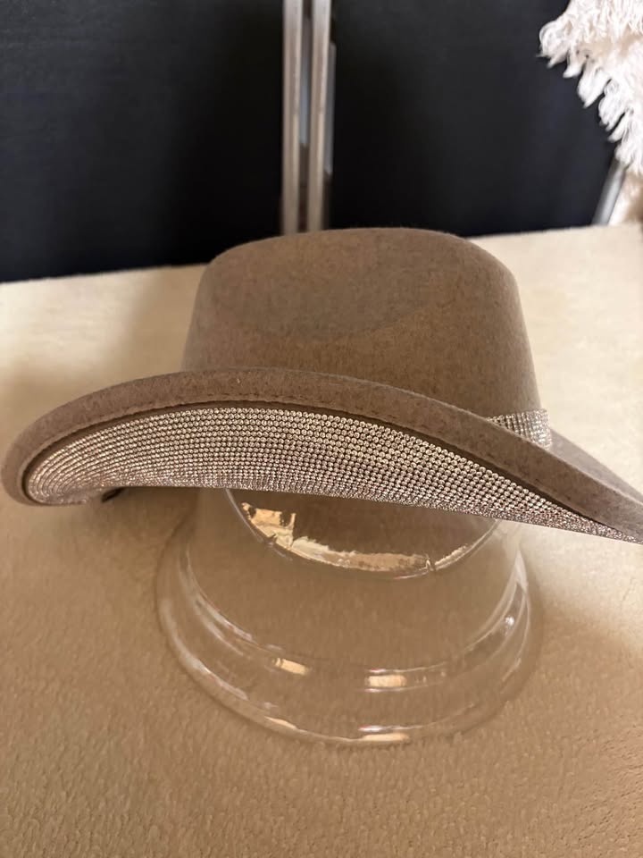 NEW Taupe Felt Rhinestone Cowboy Hat - NE Martindale - photo 2