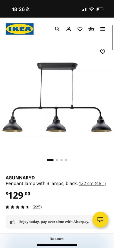 IKEA AGUNNARYD 3-Light Pendant Lamp - Black (Bulbs Included) - photo 4