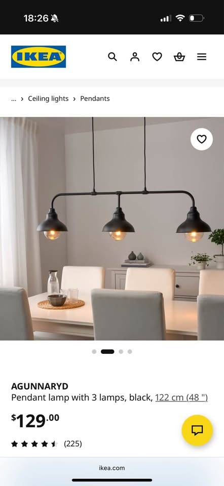 IKEA AGUNNARYD 3-Light Pendant Lamp - Black (Bulbs Included) - photo 5