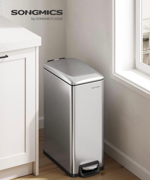 SONGMICS Bathroom Trash Can, Small Trash Bin with Lid - photo 3