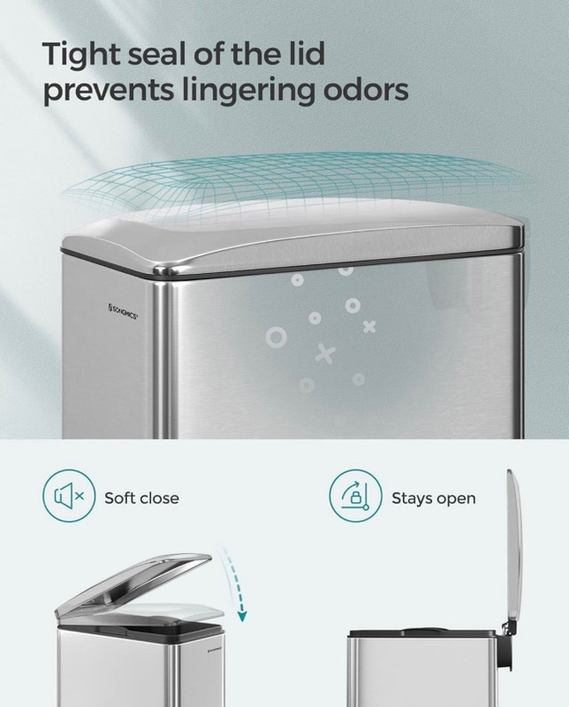 SONGMICS Bathroom Trash Can, Small Trash Bin with Lid - photo 4