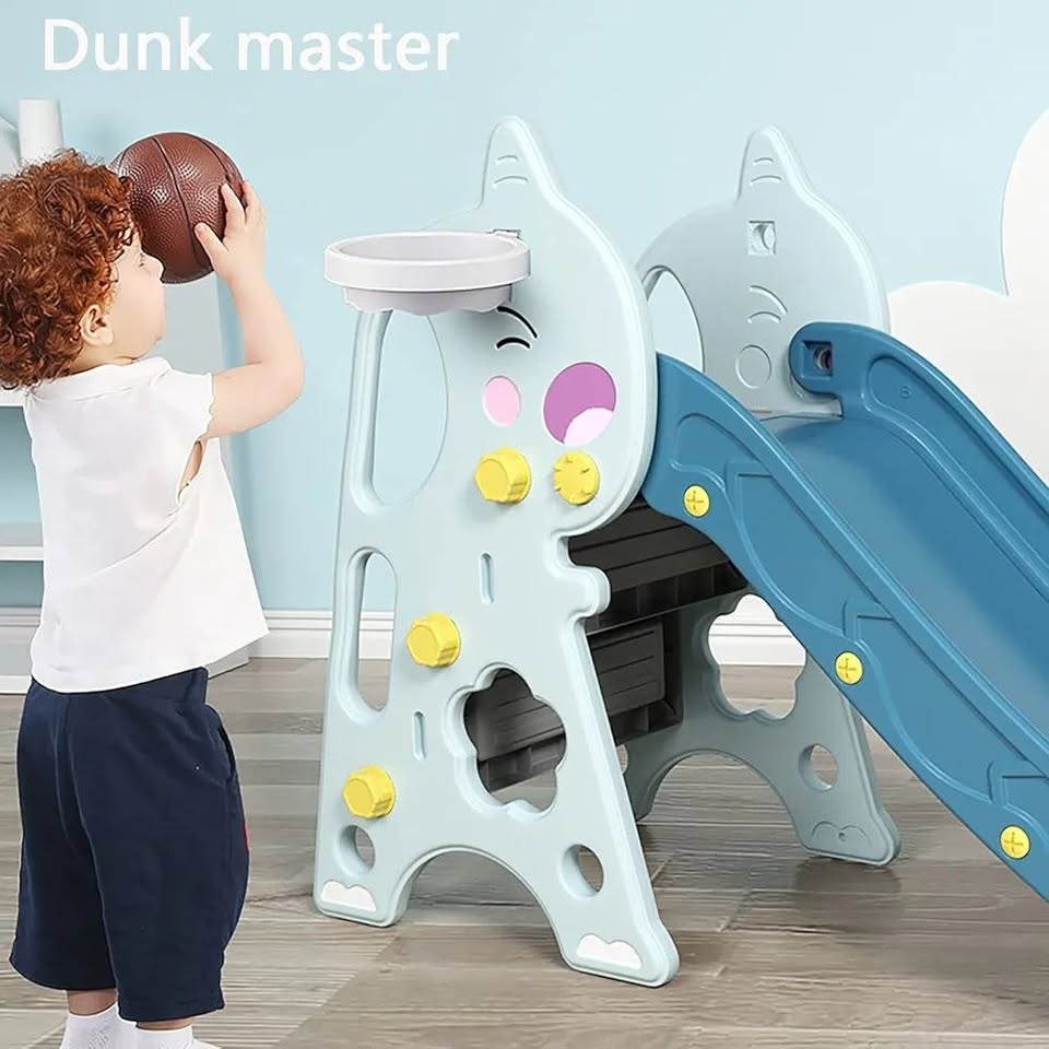 NEW 3-in-1 Kids Slide with Basketball Hoop - Folding Indoor/Outd - photo 4
