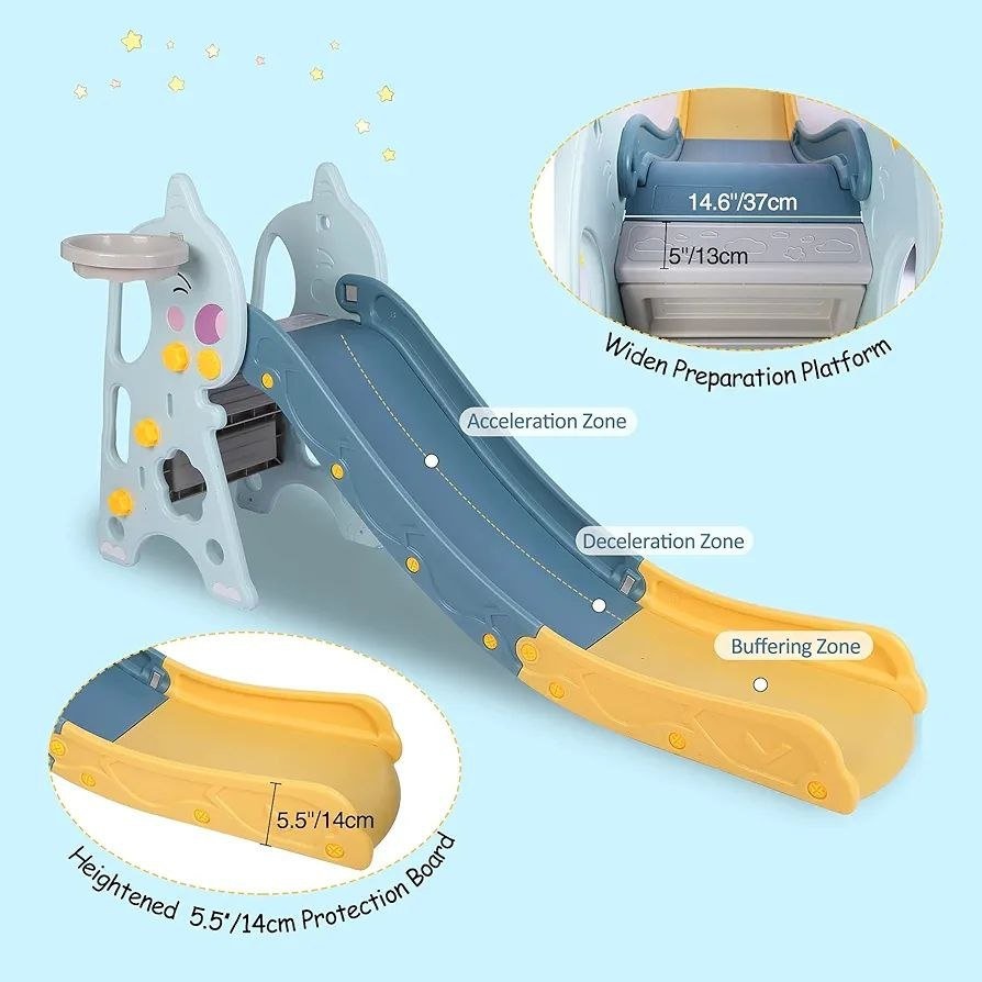 NEW 3-in-1 Kids Slide with Basketball Hoop - Folding Indoor/Outd - photo 5