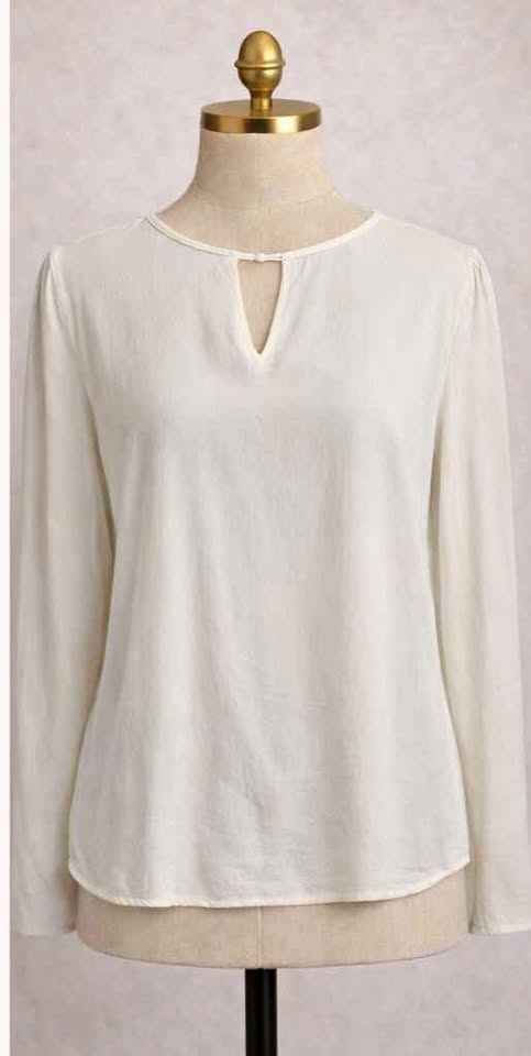 Mango Ivory V-Neck Blouse